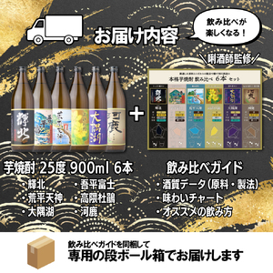 【ふるなびWEEK対象】【超特急便】2212-1 鹿児島限定 芋 焼酎 飲み比べセット25度 900ml × 6本 神川酒造 鹿児島県 鹿屋市産 三浦屋 オリジナル KN083-002-01-cpf 