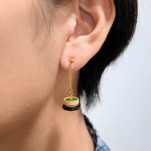 イヤリング 茶筅 緑茶 和風 ハンドメイド イヤリング
