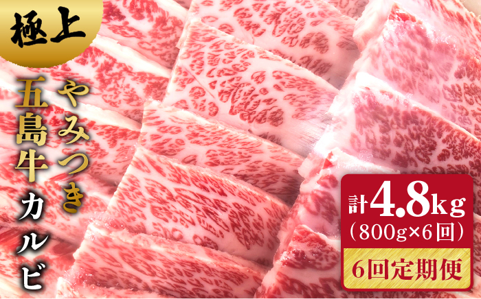 
            【全6回定期便】やみつき 五島牛 カルビ 800g 国産牛 牛肉 ブランド牛 焼き肉 五島市/肉のマルヒサ [PCV024]
          