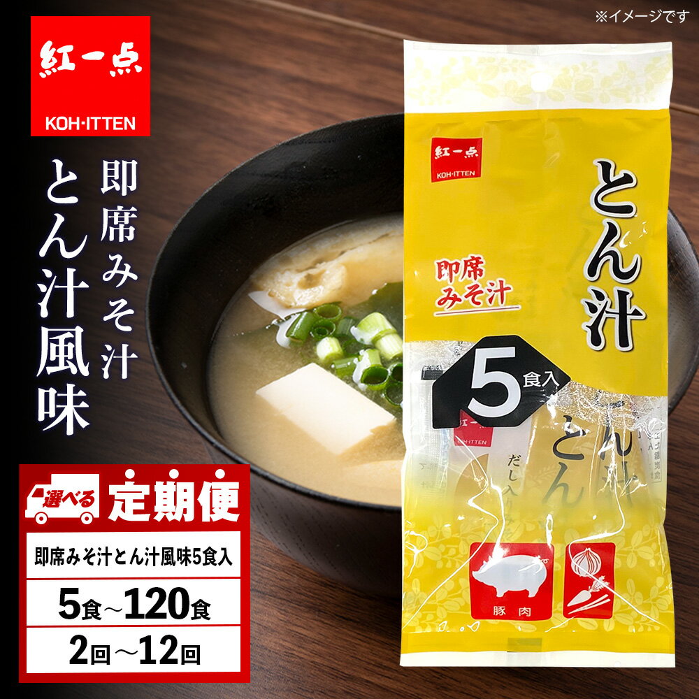 【ふるさと納税】【選べる定期便】とん汁 インスタント 味噌汁 みそ汁 即席 5食入1袋〜24袋 豚汁 【紅一点】《千歳工場製造》岩田醸造 紅一点 みそ 味噌 北海道【北海道千歳市】ギフト ふるさと納税