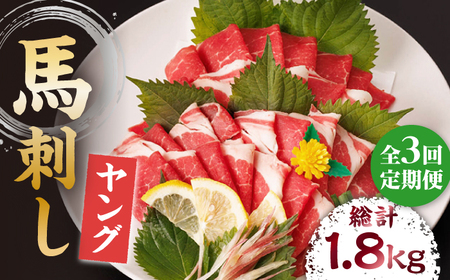 【3回定期便】ヤング馬刺し 計600g（6pc）＋タレ大【馬刺しの郷 民守】 馬肉 熊本県 特産品 馬刺し [ZBL047]
