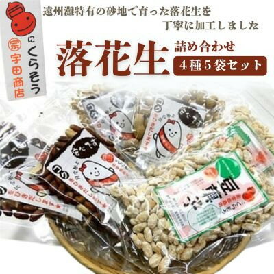 【ふるさと納税】落花生詰め合わせ　バラエティパック　4種類(味付け・さやつき・砂糖つき・バタピー)計5袋【配送不可地域：離島・沖縄県】【1610824】