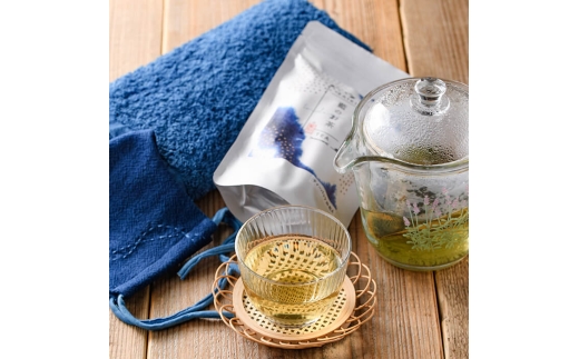 藍のお茶 ティーパック と 藍染め フェイスタオル マスク の セット (お茶 30g・1.5g×20個×1袋、フェイスタオル×1枚、マスク×1枚) 詰め合わせ 日用品 お茶 藍 ティーバッグ 茶 常温 飲み物 タオル【opby018】【尺間嶽酒店】