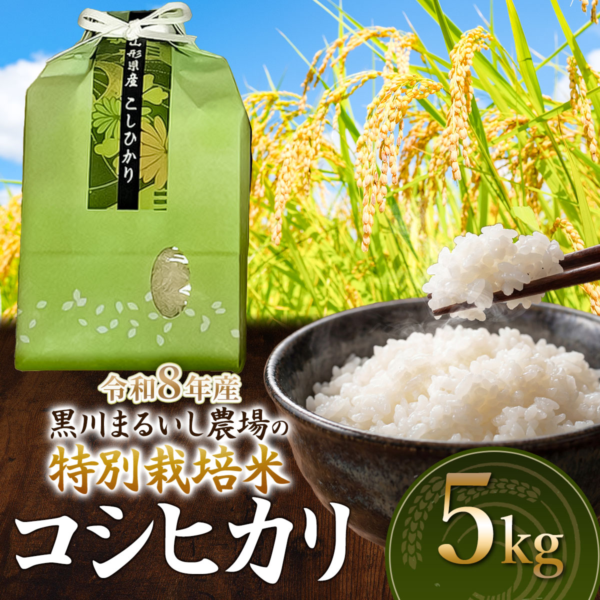 【令和8年産】 黒川まるいし農場の特別栽培米 コシヒカリ 5kg　山形県鶴岡市産　K-837　| こしひかり 米どころ 庄内米 ブランド米 米 コメ こめ 精米 ご飯 ごはん 美味しい お取り寄せ 農