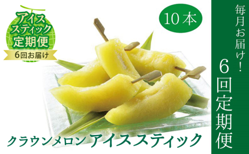 【定期便】クラウンメロン　アイススティック10本入（6か月連続お届け） 果物類 メロン青肉 シャーベット 6ヶ月 6回