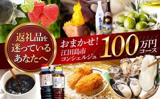 【江田島市コンシェルジュ】返礼品おまかせ！寄附額100万円コース ギフト カタログ あとから カタログ カタログギフト 牡蠣 カキ かき オリーブオイル 柑橘 カレー フルーツ さつまいも すっぽん スイーツ ケーキ 海鮮 カレー ギフト 駆け込み寄附 駆け込み寄付 [XZZ004]