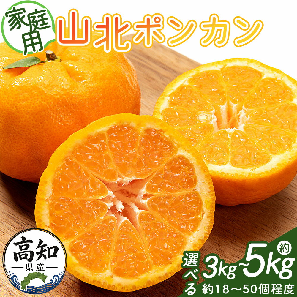 【ふるさと納税】【選べる数量】家庭用 山北ポンカン (選べる数量：3kg/5kg)(約18〜50個程度) - 選べる 数量 内容量 果物 フルーツ 柑橘類 ぽんかん みかん ミカン 蜜柑 訳あり 生産者応援 甘い おいしい 美味しい 山北みらい 箱買い 5キロ 高知県 香南市【常温】Ryk-0057
