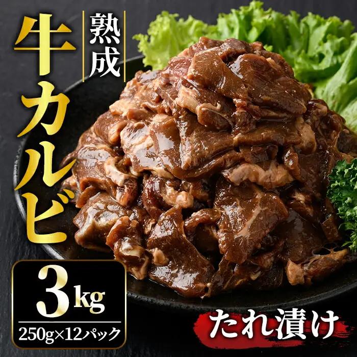 カルビ 3kg (250g×12パック) たれ 味付 小分け焼肉 熟成 牛肉 【カルビ】【ho1473】