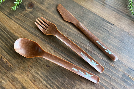 木頭杉のボタニカルミニカトラリーセット -BOTANICAL Cutlery- NW-6│杉 木頭杉 カトラリー スプーン フォーク ナイフ ボタニカル アウトドア 食器 贈答 ギフト プレゼント 徳