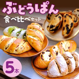 ぶどうぱん食べ比べセット（5本） _ ぶどうぱん 専門店 ぶどぱん 食べ比べ 5本 ぶどぱんのぶどうぱん サンマスカット 全粒粉のくるみとレーズン ミックスレーズン 抹茶 レーズン しっとり もっちり 食パン生地 トースト 冷凍保存 お取り寄せ 福岡県 久留米市 送料無料  〔Cx242-05〕