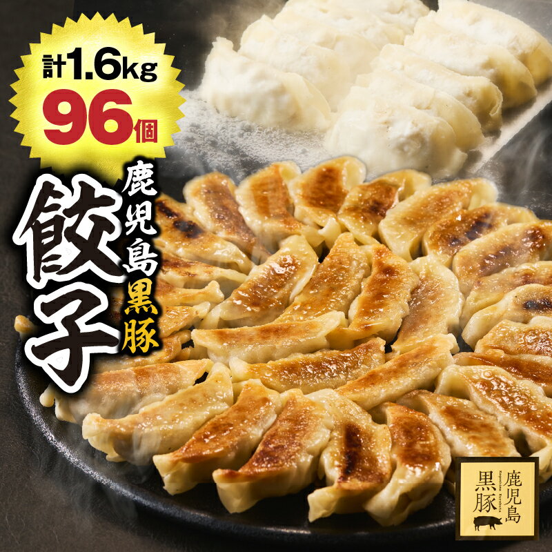【ふるさと納税】鹿児島黒豚 生 餃子 1.6kg［96個（8個入×12パック）］原料にこだわったギョウザ！生産から肥育まで一貫して行っている黒豚農場のお肉を使用！ 国産 生 黒豚 豚 豚肉餃子【鎌田黒豚農場】
