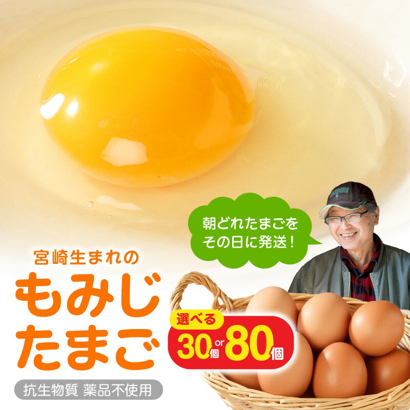 【ふるさと納税】延岡産 もみじ玉子 選べる 内容量 30個 80個 純国産鶏 自家配合飼料 抗生物質 薬品 不使用 たまご 卵かけご飯 卵焼き だし巻き卵 煮物 焼く 煮る 国産 新鮮 卵 生卵 旭愛鶏園 自然豊か 環境 九州 宮崎県 延岡市 グルメ お取り寄せ お取り寄せグルメ 送料無料