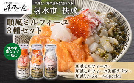 【射水市】【射水のおいしい食品】【海鮮丼】順風ミルフィーユ　3種セット｜海鮮丼 ちらし 海鮮丼 具材 海鮮丼 魚介 海鮮丼 おつまみ