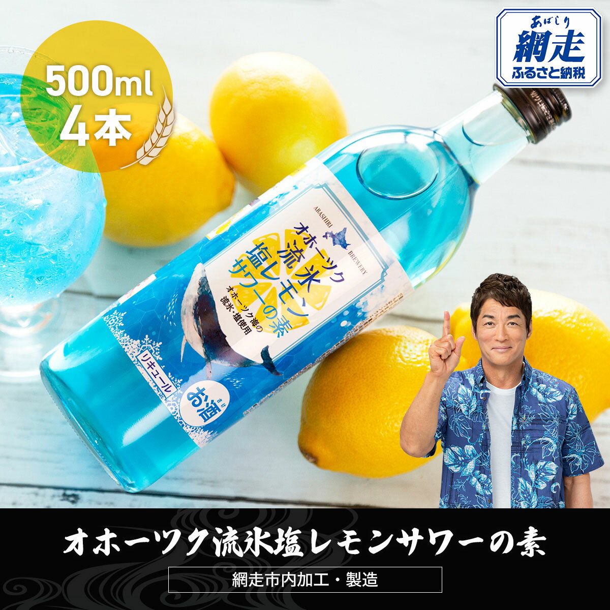 【ふるさと納税】オホーツク流氷塩レモンサワーの素 500ml×4本入り（網走市内加工・製造）【 ふるさと納税 人気 おすすめ ランキング レモンサワー 素 お酒 流氷 オホーツク 家飲み 家計応援 ご当地 プレゼント お中元 お歳暮 ギフト 北海道 網走市 送料無料 】 ABH011