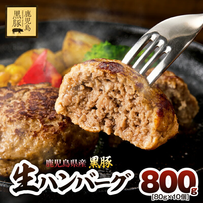 【ふるさと納税】 鹿児島県産 黒豚 生ハンバーグ 80g × 10個 800g ハンバーグ 生 豚 肉 惣菜 総菜 冷凍 朝食 昼食 夕食 美味しい 個包装 おかず 国産 永吉 鎌田黒豚農場 ふるさと納税 鹿児島 鹿屋市 おすすめ ランキング プレゼント ギフト