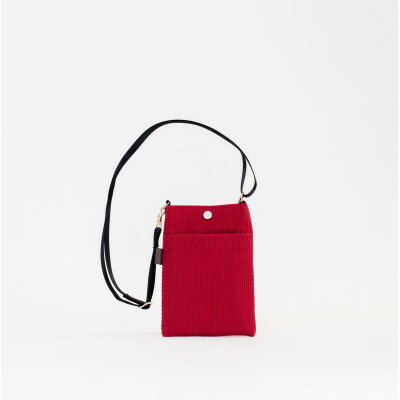 【ふるさと納税】三河木綿刺し子織　sasicco　スマホショルダー　赤【1690455】