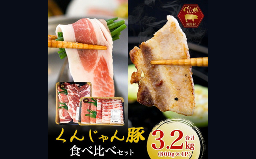 【ふるさと納税限定】くんじゃん豚 食べ比べセット 焼肉・しゃぶしゃぶ 計3.2kg【配送不可地域：離島】
