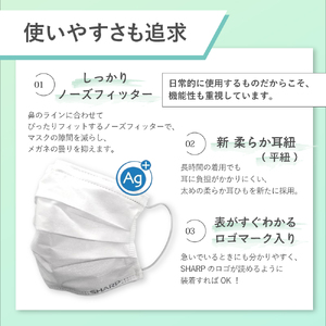 シャープ製 抗菌タイプ 不織布マスク 小さめ サイズ 50枚入×4箱 | 日本製 国産 シャープ マスク マスク マスク マスク マスク マスク SH-34