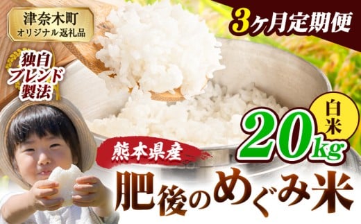 【3ヶ月定期便】白米 熊本県産 ブレンド米 肥後のめぐみ米 20kg 熊本県産 ふるさと納税 精米 米 こめ ふるさとのうぜい コメ お米 おこめ《お申込み翌月から出荷》