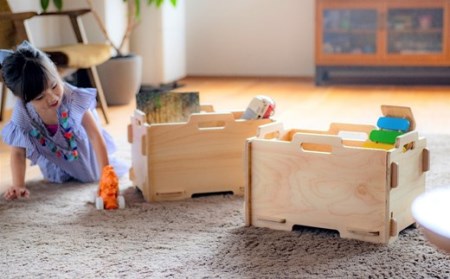 おもちゃ箱 Baum Series 国産ヒノキ合板製 スタッキングコンテナボックス （無塗装） 【 おもちゃ箱 】