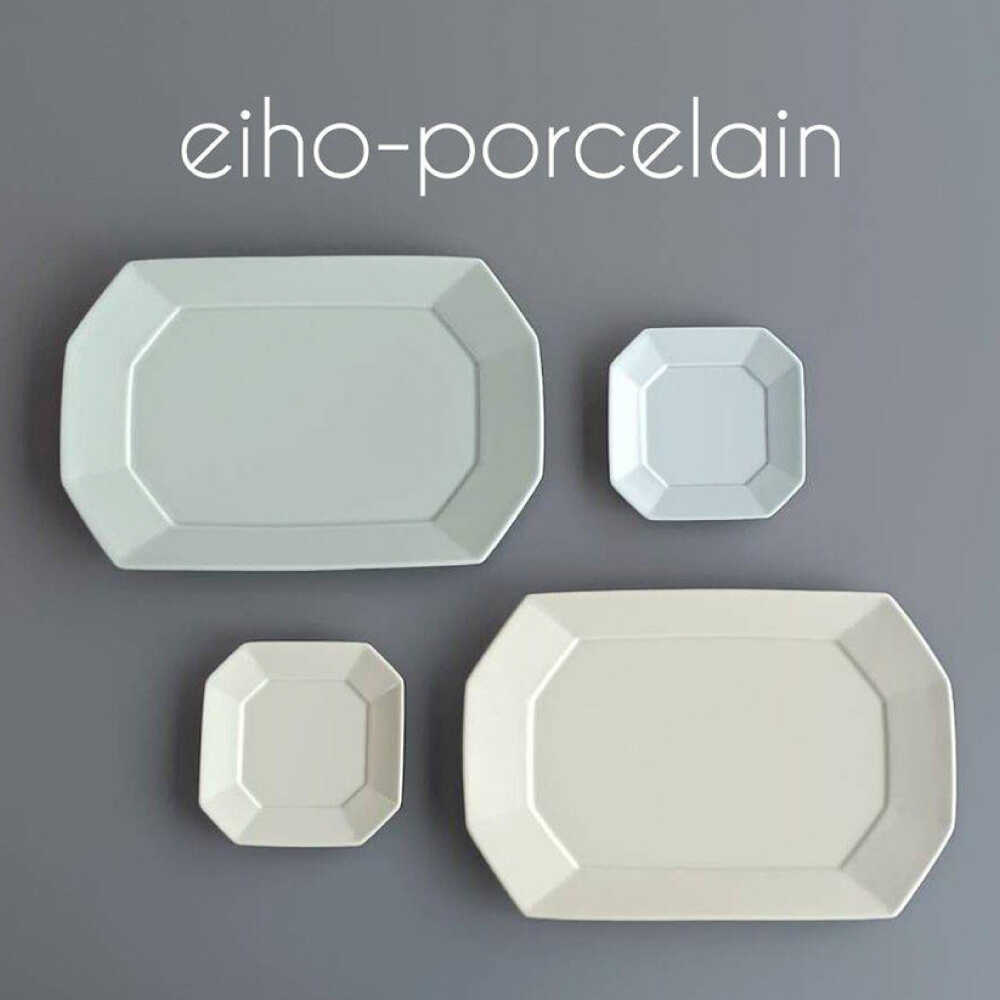 【ふるさと納税】【波佐見焼】角 プレート 4枚セット 2サイズ(S・L) × 2色(ミントブルー・アイボリー)【永峰製磁 eiho】 [RA39]