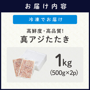 高鮮度・高品質!真アジたたき(500g×2p) ( 海鮮 魚 真アジ 鯵 アジ アジのたたき 冷凍 新鮮 あじ 魚 鮮魚 おつまみ )【B4-090】