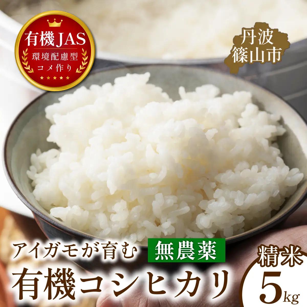 〈8年産予約〉有機米 無農薬 コシヒカリ 精米 5kg 有機米