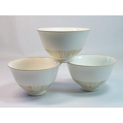 ふるさと納税 長崎県 【波佐見焼】φ11.5cm陶器製のお茶碗　クシメ 茶碗 粉引　3個組【西海陶器】3　25421