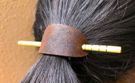 鹿革と真鍮のマジェステ3色セット（ヘアアクセサリー）【R00593】