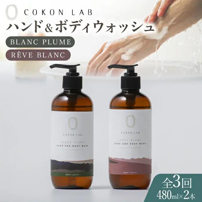 【全3回定期便】COKONLAB ハンド＆ボディウォッシュ BR480ml 2本セット【株式会社 あつまるホールディングス NSP山鹿工場】化粧品 コスメ 美容 国産 ボディケア ハンドケア [ZBR023]