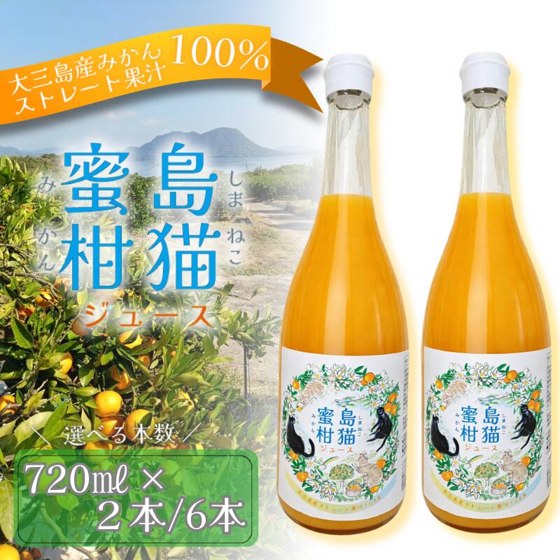 【ふるさと納税】島猫蜜柑ジュース(720ml×2本セット・6本セット) ミカンジュース 温州みかんジュース ジュースセット 高級 みかん えひめみかん フルーツジュース 無添加 ストレート しまなみ【V003830】