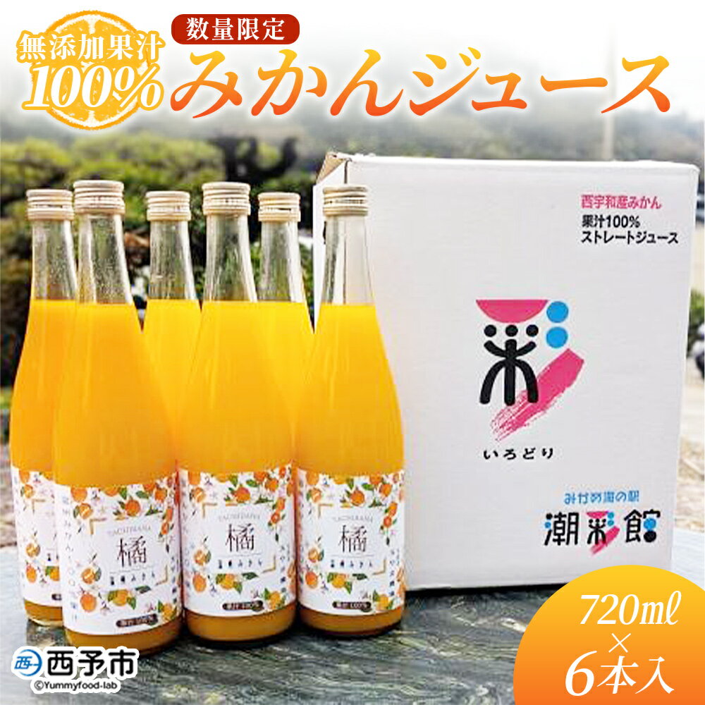 【ふるさと納税】＜無添加果汁100％みかんジュース 720ml×6本入＞数量限定 蜜柑 ミカン 柑橘 温州みかん オレンジ ジュース ストレートジュース 飲み物 飲料 セット 玉やま農園 愛媛県 西予市【常温】『2026年2月～12月迄に順次出荷予定』
