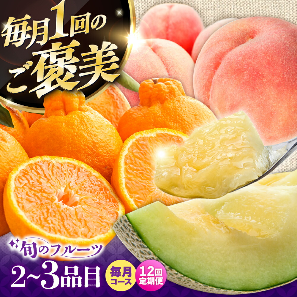 【12回定期便】フルーツ定期便 旬の果物をお任せで2~3品目お届け（2~3品目×12回）季節の果物 詰め合わせ 果物 セット / 定期便 フルーツ 果物 春フルーツ 夏フルーツ 秋フルーツ 冬フルーツ