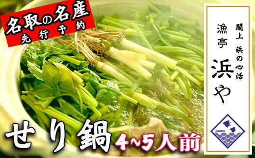 
【お届け日時指定必須】名取名産　美味なる根っこを食す「せり鍋セット」4、5人前（漁亭 浜や） 根・茎・葉をすべて楽しむ
