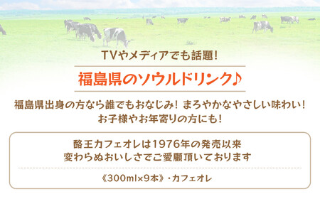 酪王カフェオレ 9本 セット （300ml×9本）｜ 酪王 カフェオレ コーヒー 珈琲 牛乳 コーヒー牛乳 ミルク 生乳 乳飲料 カフェ 福島 10000円以下 送料無料 ご当地 カフェ・オ・レ カフ