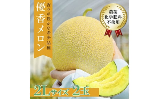 数量限定！有機栽培の優香メロン2L×2玉