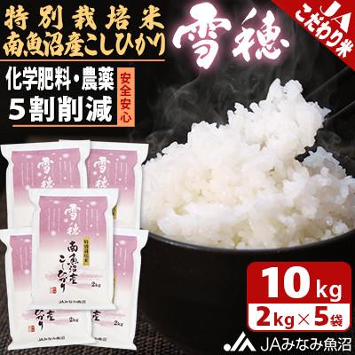 ふるさと納税 南魚沼市 【令和7年産】農薬5割削減「特別栽培米南魚沼産こしひかり雪穂」精米10kg(2kg×5袋)