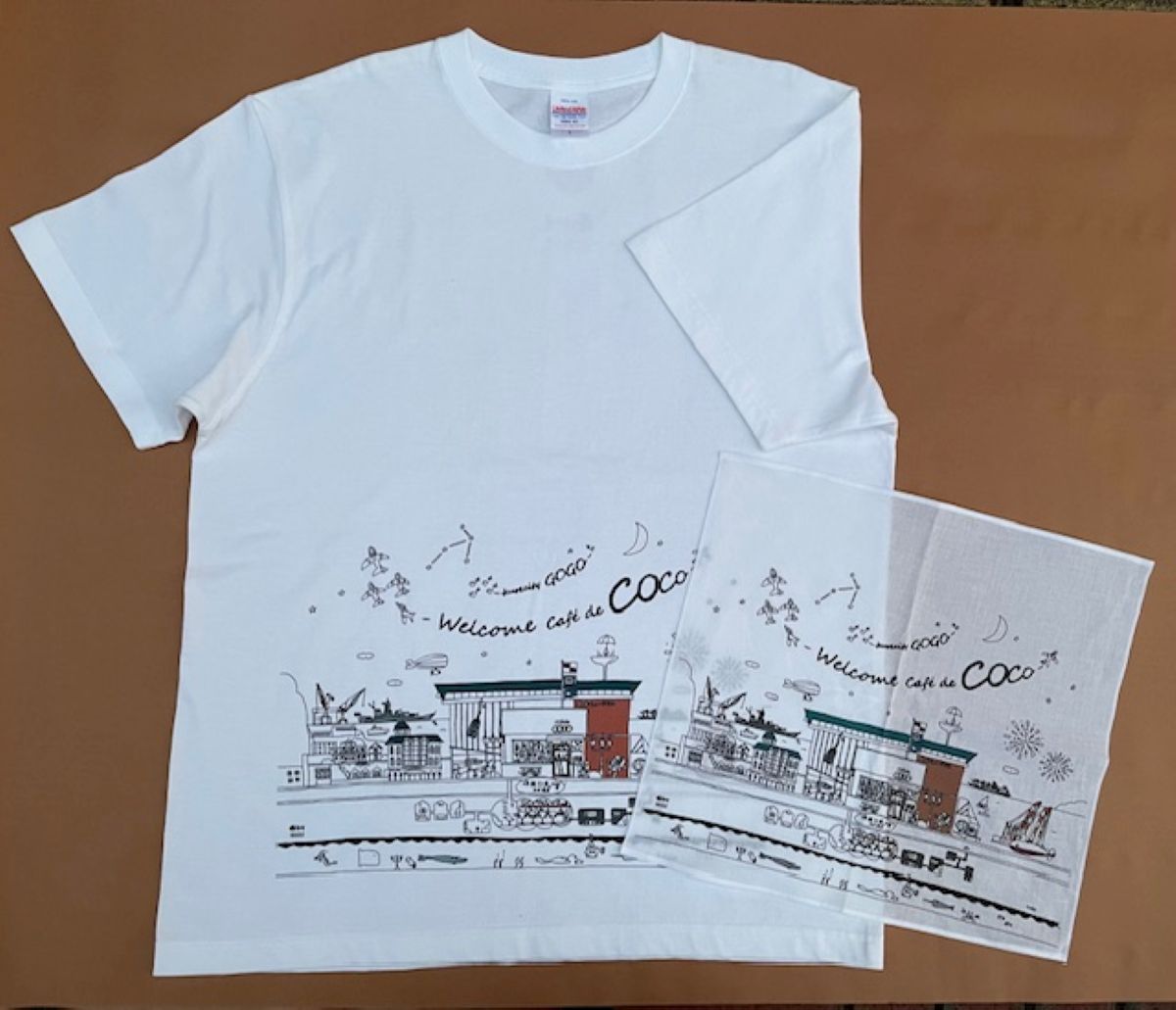 「COCO×大和のふるさと」のＴシャツ(2Lサイズ)と手ぬぐいハンカチ ku213-001-2l-r