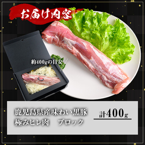 かごしま味わい黒豚 極みヒレ肉 (400g) 豚 冷凍 ヒレ肉【KNOT】 A616