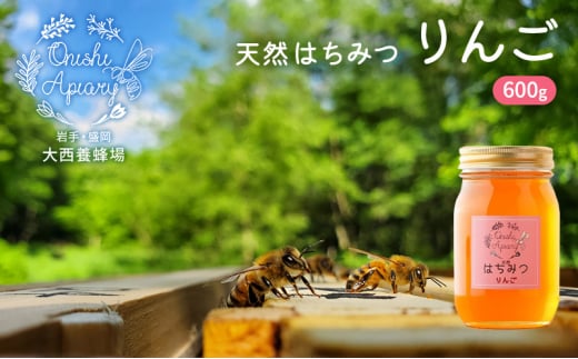 はちみつ りんご 600g 無添加 非加熱 大西養蜂場 天然蜂蜜 天然 蜂蜜 ハチミツ 国産 リンゴ 林檎 りんごはちみつ 国産はちみつ 非加熱はちみつ 非加熱 瓶 瓶詰め 岩手 岩手県 盛岡市