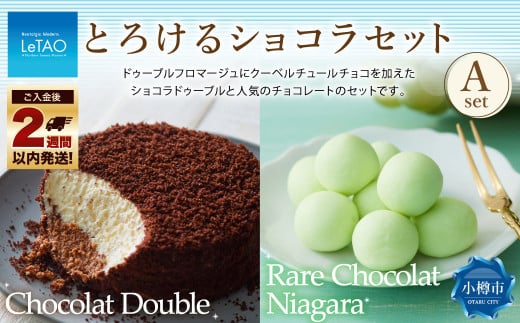 ルタオ とろけるショコラセットA （ショコラドゥーブル・レアチョコレート ナイアガラ） フロマージュ チョコレート チーズ 生クリーム ワイン 洋菓子 ケーキ お取り寄せ ギフト 
