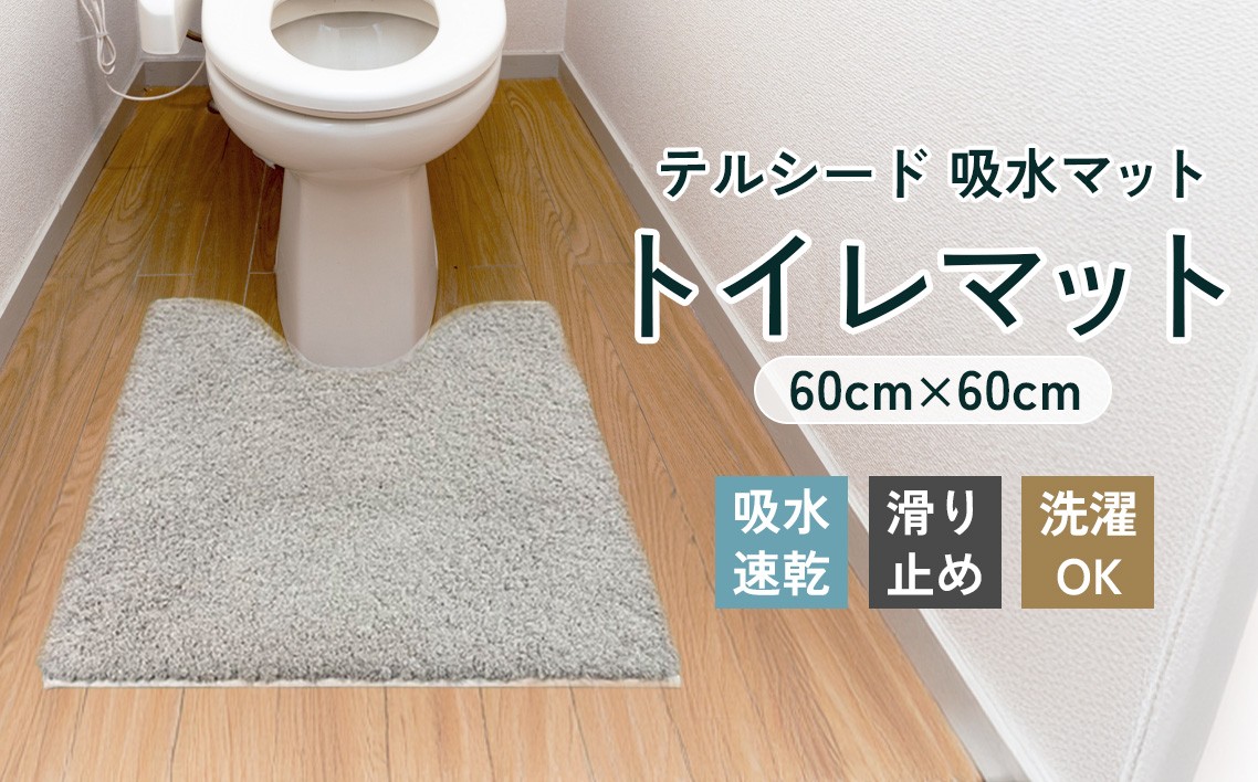 
                  テルシード 吸水マット（トイレマット） ／ トイレマット 吸水マット 速乾 吸水力 さらっと 清潔 足元マット 滑り止め 洗える 抗菌 寝室 トイレ用品 日用品 生活雑貨 床保護 水滴吸収 No.254
                