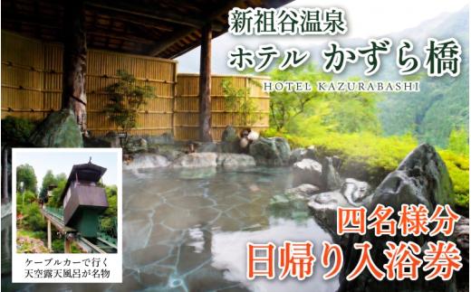 日帰り温泉券 徳島 旅行 ホテルかずら橋 4名様分 ケーブルカー 日本三大秘境 祖谷 温泉宿 天空 露天風呂 祖谷温泉 観光 スポット かずら橋 絶景 大自然 渓谷 歴史 平家 文化 にし阿波 トラベル 温泉旅行 温泉旅館 温泉地 新祖谷温泉 徳島県 三好市