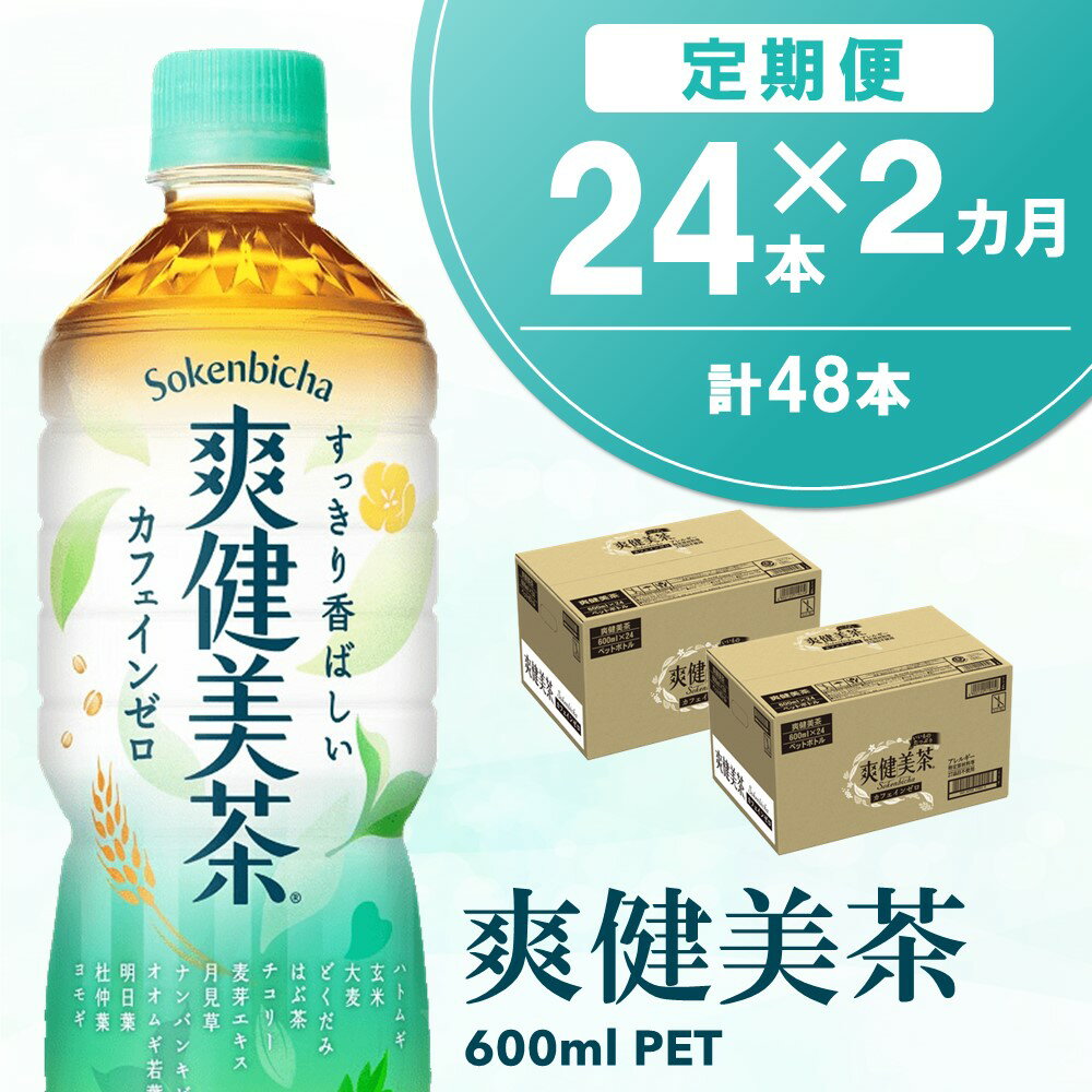 【ふるさと納税】【2カ月定期便】爽健美茶 600mlPET×24本(合計2ケース)【コカコーラ カフェインゼロ 定期便 香ばしい おいしい 国産 お茶 ハトムギ 玄米 月見草 大麦 ドクダミ 飲料 ペットボトル】 A5-R090379