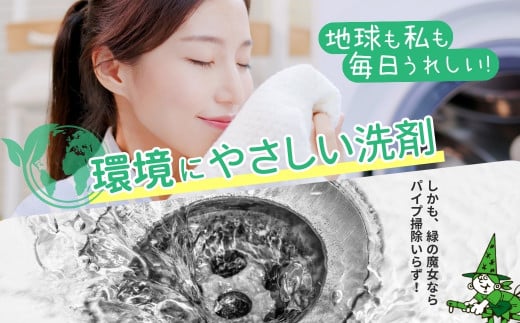 洗濯 液体 洗剤 排水口もスッキリ 緑の魔女 ランドリー 15L (5L×3本) | 液体洗剤 洗濯洗剤 洗濯液体洗剤 液体洗濯洗剤 衣類用洗剤 パイプ パイプクリーナー 排水口 環境配慮 植物由来 