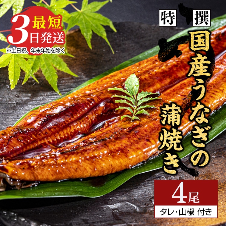 特撰 国産うなぎの蒲焼き4尾【最短3日発送】国産のブランド鰻を茨城県土浦市の職人が手間を惜しまず一つ一つ丁寧に作り上げた美味しい蒲焼きをぜひご賞味ください！