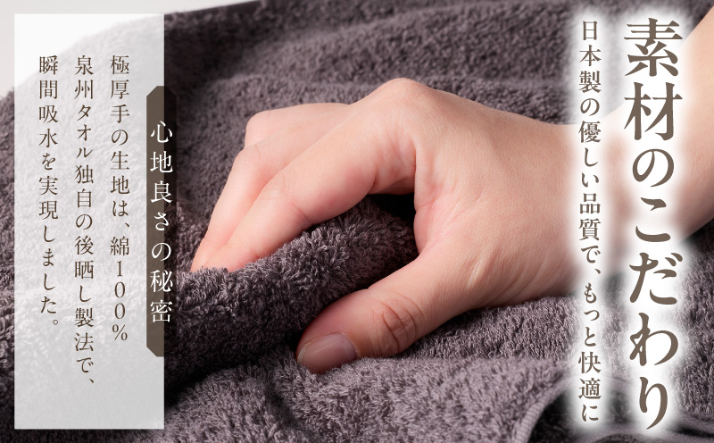 極厚スリムバスタオル ダークグレー 4枚【泉州タオル たおる 国産 吸水 普段使い シンプル 日用品 家族 ファミリー 大阪 泉佐野 大阪府 泉佐野市】