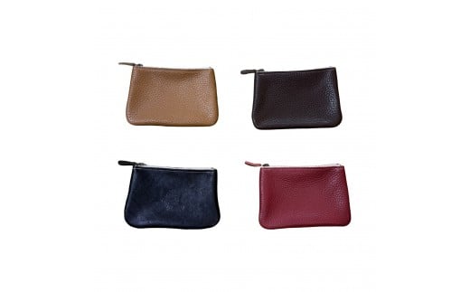 革・ファスナーポーチ ミニ［チョコ］
