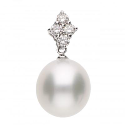 ふるさと納税 神戸市 【星彩】白蝶真珠(南洋真珠)ダイヤモンド K18 ホワイトゴールド ペンダントトップ