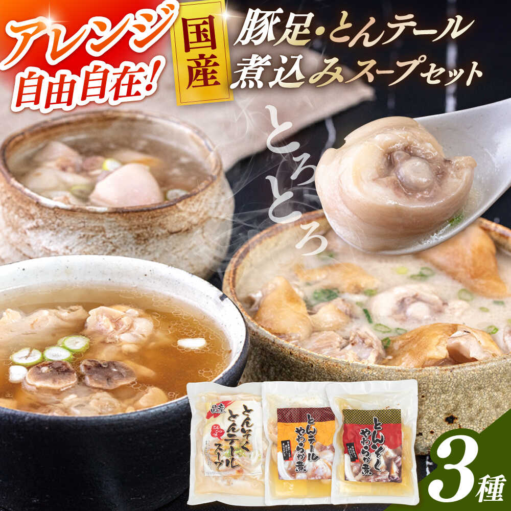 【ふるさと納税】国産とんそく・とんテール煮込みスープセット ▼本格スープ テールスープ とんこつスープ 煮物 豚 豚骨 コラーゲン 豚テール スープ 湯煎タイプ 簡単 便利 ご飯のお供 国産豚 国産 桂川町/マルマツ産業株式会社[ADAE006] 10000 以上 10000円 以上 1万円 以上